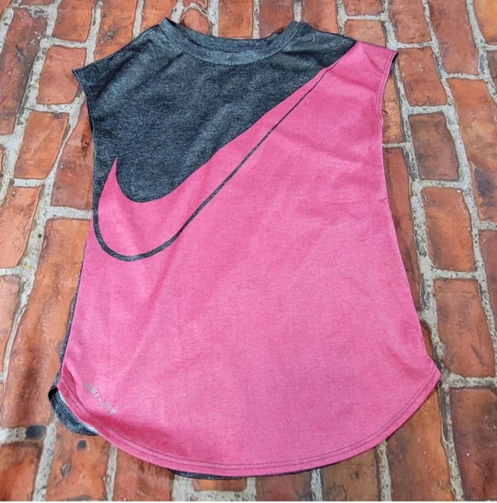 Nike Dri Fit Girls Shirt Sz 6x Gray Pink